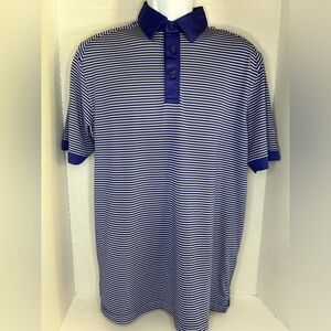 Callaway Polo Shirt Mens Medium Blue Stripe Opti Dri Golfer Golf outdoor - EUC